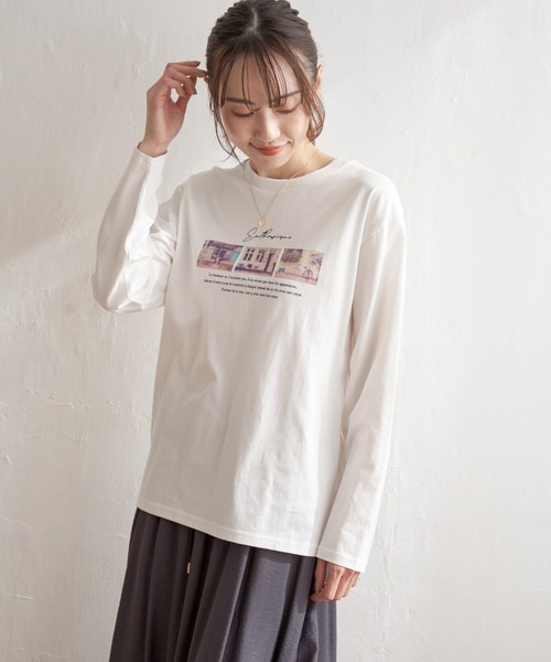 ikka(イッカ)の「プリントロンT(Tシャツ/カットソー・レディース・ホワイト/オフホワイト/ブラック・S/M/L)」の2枚目の写真