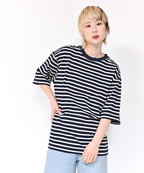 Alite cloth(アリーテクロス)の「ミニ裏毛オーバーサイズ5分丈クルーネックT(Tシャツ/カットソー・レディース・ホワイト/ブラック・M/L/XL)」の1枚目の写真