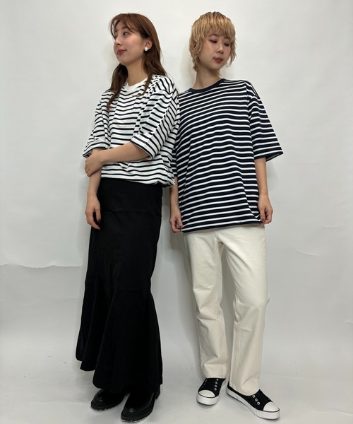 Alite cloth(アリーテクロス)の「ミニ裏毛オーバーサイズ5分丈クルーネックT(Tシャツ/カットソー・レディース・ホワイト/ブラック・M/L/XL)」の6枚目の写真