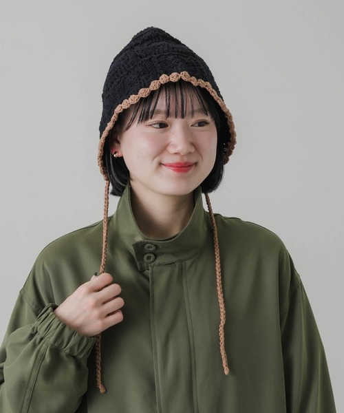 SMELLY(スメリー)の「クロシェモチーフボンネット(ハット・レディース・ブラック/パープル・-)」の11枚目の写真
