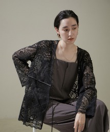 SALON adam et rope' | スカラップレースジャケット/ガウン カーディガン(ノーカラージャケット)