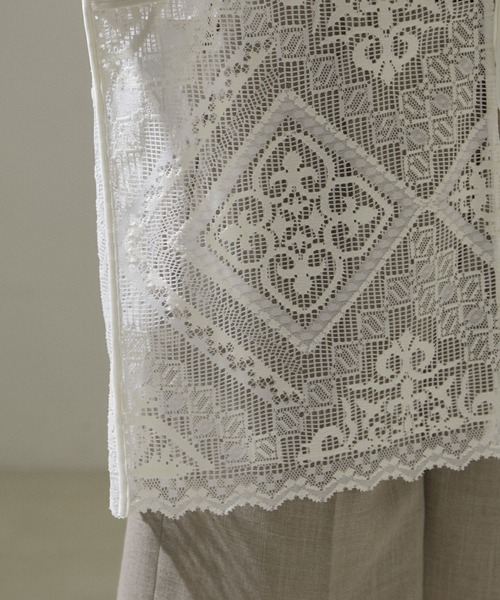 SALON adam et rope'（サロン アダム エ ロペ）の「スカラップレースジャケット/ガウン カーディガン（ノーカラージャケット・レディース・ブラック/オフホワイト・FREE）」の18枚目の写真