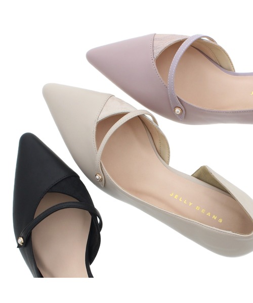 JELLY BEANS(ジェリービーンズ)の「パールボタンストラップパンプス<ふわさら>(204-32959)JELLY BEANS(ジェリービーンズ)(パンプス・レディース・ラベンダー/ブラック/アイボリー・21.5/22/22.5/23/23.5/24/24.5/25/25.5)」の11枚目の写真