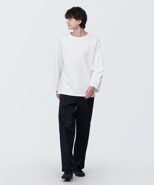 無印良品（ムジルシリョウヒン）の「紳士　洗いざらし太番手フットボール九分袖Ｔシャツ（Tシャツ/カットソー・メンズ・ホワイト/グレー系1/ネイビー系/ブラック・XL/L/S）」の5枚目の写真