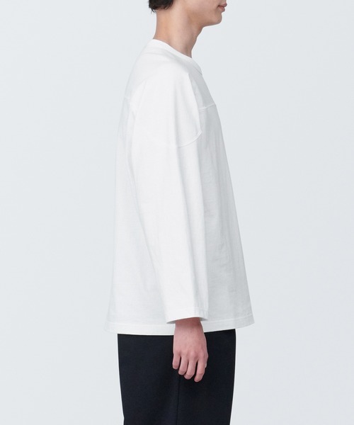 無印良品（ムジルシリョウヒン）の「紳士　洗いざらし太番手フットボール九分袖Ｔシャツ（Tシャツ/カットソー・メンズ・ホワイト/グレー系1/ネイビー系/ブラック・XL/L/S）」の6枚目の写真