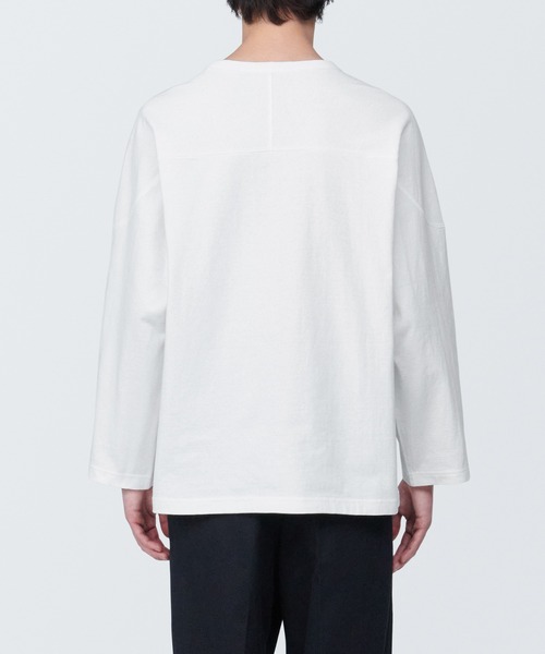 無印良品（ムジルシリョウヒン）の「紳士　洗いざらし太番手フットボール九分袖Ｔシャツ（Tシャツ/カットソー・メンズ・ホワイト/グレー系1/ネイビー系/ブラック・XL/L/S）」の7枚目の写真