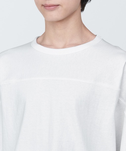 無印良品（ムジルシリョウヒン）の「紳士　洗いざらし太番手フットボール九分袖Ｔシャツ（Tシャツ/カットソー・メンズ・ホワイト/グレー系1/ネイビー系/ブラック・XL/L/S）」の8枚目の写真