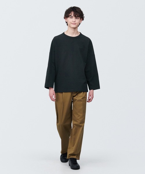 無印良品（ムジルシリョウヒン）の「紳士　洗いざらし太番手フットボール九分袖Ｔシャツ（Tシャツ/カットソー・メンズ・ホワイト/グレー系1/ネイビー系/ブラック・XL/L/S）」の11枚目の写真