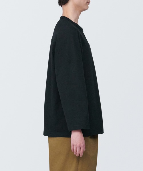 無印良品（ムジルシリョウヒン）の「紳士　洗いざらし太番手フットボール九分袖Ｔシャツ（Tシャツ/カットソー・メンズ・ホワイト/グレー系1/ネイビー系/ブラック・XL/L/S）」の12枚目の写真