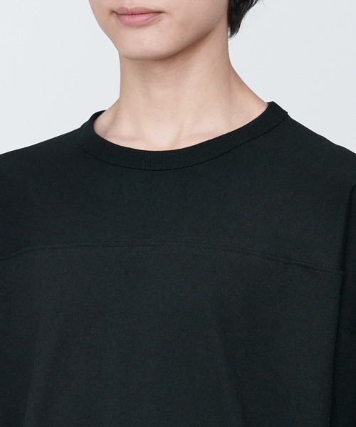 無印良品（ムジルシリョウヒン）の「紳士　洗いざらし太番手フットボール九分袖Ｔシャツ（Tシャツ/カットソー・メンズ・ホワイト/グレー系1/ネイビー系/ブラック・XL/L/S）」の14枚目の写真