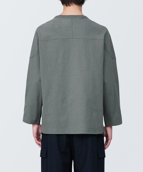 無印良品（ムジルシリョウヒン）の「紳士　洗いざらし太番手フットボール九分袖Ｔシャツ（Tシャツ/カットソー・メンズ・ホワイト/グレー系1/ネイビー系/ブラック・XL/L/S）」の19枚目の写真