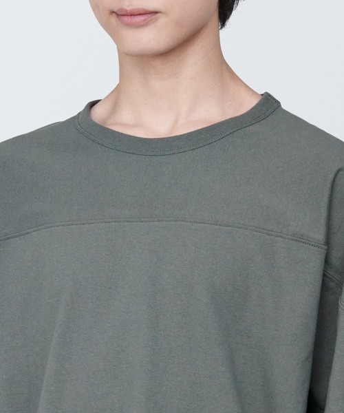 無印良品（ムジルシリョウヒン）の「紳士　洗いざらし太番手フットボール九分袖Ｔシャツ（Tシャツ/カットソー・メンズ・ホワイト/グレー系1/ネイビー系/ブラック・XL/L/S）」の20枚目の写真