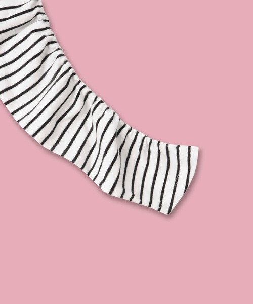 VIVIAN BLUE（ビビアンブルー）の「【VIVIAN BLUE】２Ｗａｙ袖シャーリング長袖Ｔシャツ（Tシャツ/カットソー・キッズ・サックスブルー/ブラック・120/130/140/150）」の4枚目の写真