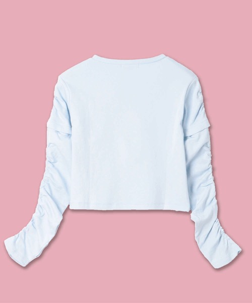 VIVIAN BLUE（ビビアンブルー）の「【VIVIAN BLUE】２Ｗａｙ袖シャーリング長袖Ｔシャツ（Tシャツ/カットソー・キッズ・サックスブルー/ブラック・120/130/140/150）」の8枚目の写真