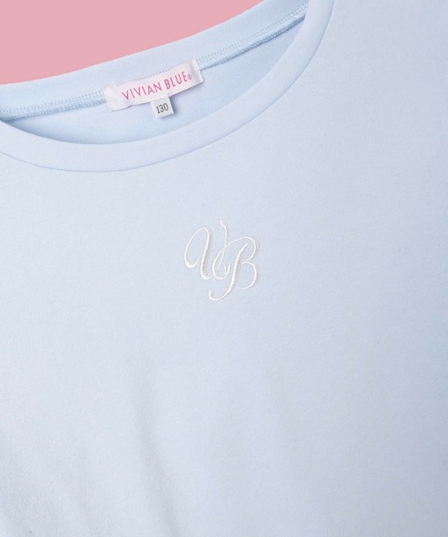 VIVIAN BLUE（ビビアンブルー）の「【VIVIAN BLUE】２Ｗａｙ袖シャーリング長袖Ｔシャツ（Tシャツ/カットソー・キッズ・サックスブルー/ブラック・120/130/140/150）」の7枚目の写真