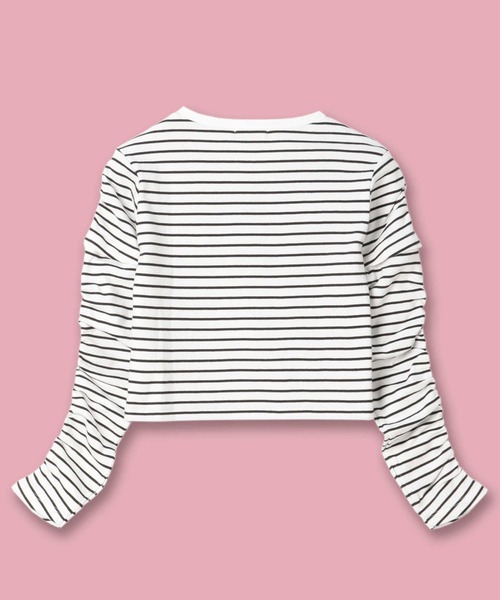 VIVIAN BLUE（ビビアンブルー）の「【VIVIAN BLUE】２Ｗａｙ袖シャーリング長袖Ｔシャツ（Tシャツ/カットソー・キッズ・サックスブルー/ブラック・120/130/140/150）」の11枚目の写真