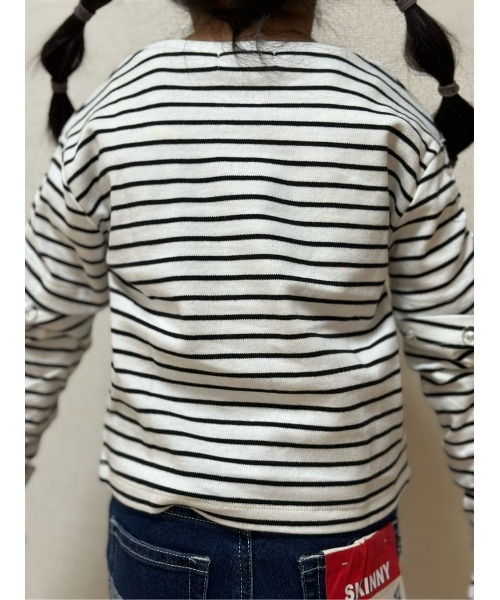 VIVIAN BLUE（ビビアンブルー）の「【VIVIAN BLUE】２Ｗａｙ袖シャーリング長袖Ｔシャツ（Tシャツ/カットソー・キッズ・サックスブルー/ブラック・120/130/140/150）」の13枚目の写真