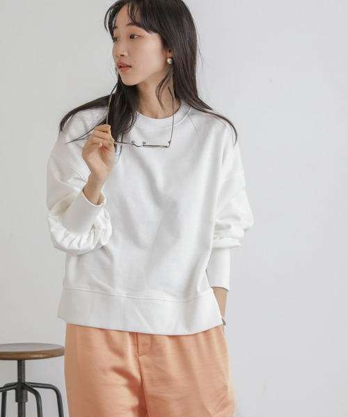 NANO universe（ナノユニバース）の「カット裏毛ワイドトップス（Tシャツ/カットソー・レディース・アイボリー/ブルー/ピンク・FREE）」の2枚目の写真