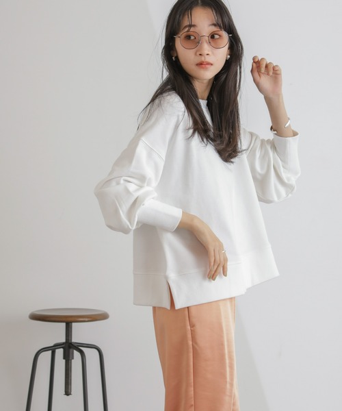 NANO universe（ナノユニバース）の「カット裏毛ワイドトップス（Tシャツ/カットソー・レディース・アイボリー/ブルー/ピンク・FREE）」の5枚目の写真