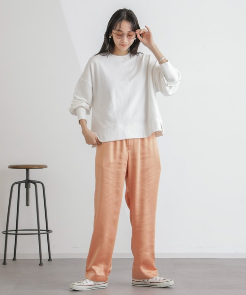 NANO universe（ナノユニバース）の「カット裏毛ワイドトップス（Tシャツ/カットソー・レディース・アイボリー/ブルー/ピンク・FREE）」の7枚目の写真