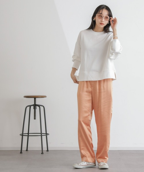 NANO universe（ナノユニバース）の「カット裏毛ワイドトップス（Tシャツ/カットソー・レディース・アイボリー/ブルー/ピンク・FREE）」の8枚目の写真