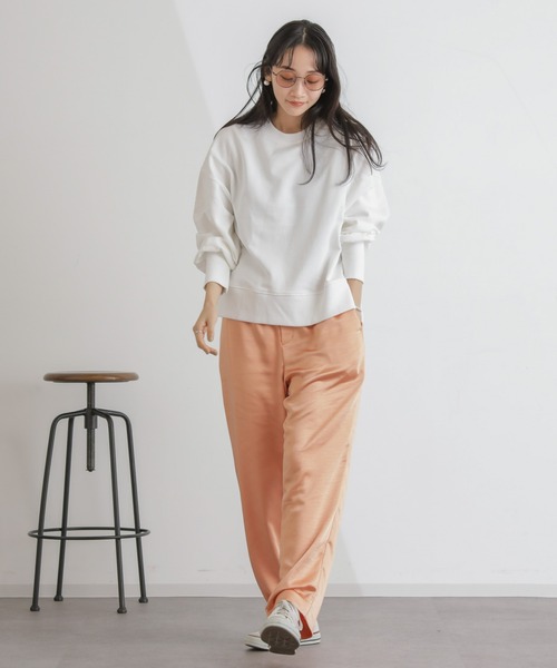 NANO universe（ナノユニバース）の「カット裏毛ワイドトップス（Tシャツ/カットソー・レディース・アイボリー/ブルー/ピンク・FREE）」の9枚目の写真