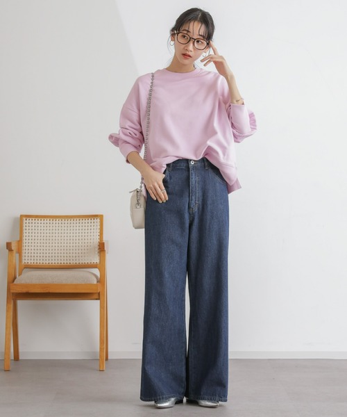 NANO universe（ナノユニバース）の「カット裏毛ワイドトップス（Tシャツ/カットソー・レディース・アイボリー/ブルー/ピンク・FREE）」の14枚目の写真