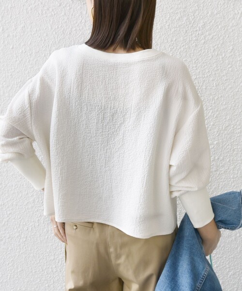 SHIPS（シップス）の「* 〈手洗い可能〉楊柳 ロゴ トップス 24SS ◇（Tシャツ/カットソー・レディース・ライトブルー/ブラック/オフホワイト・ONE SIZE）」の16枚目の写真