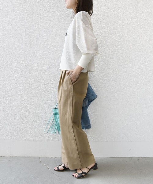 SHIPS（シップス）の「* 〈手洗い可能〉楊柳 ロゴ トップス 24SS ◇（Tシャツ/カットソー・レディース・ライトブルー/ブラック/オフホワイト・ONE SIZE）」の19枚目の写真