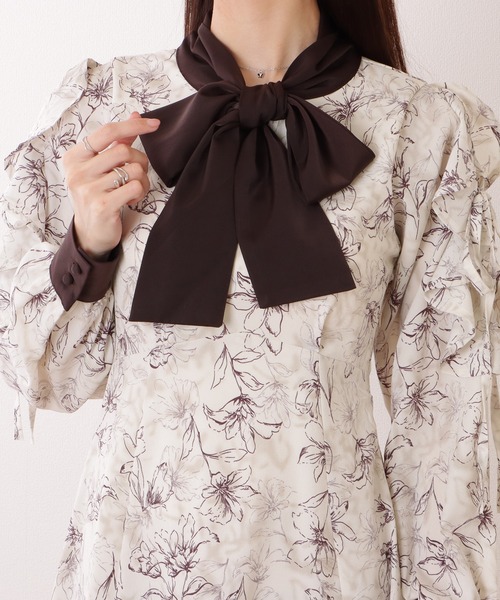 Lace Ladies(レースレディース)の「ボウタイ付き 配色 カットアウト ロング ワンピース(ワンピース・レディース・ブラック/ブラウン・S/FREE)」の16枚目の写真
