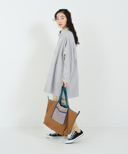 conges payes ADIEU TRISTESSE（コンジェ ペイエ アデュートリステス）の「配色トート大（トートバッグ・レディース・グリーン/サーモンピンク・FREE）」の2枚目の写真