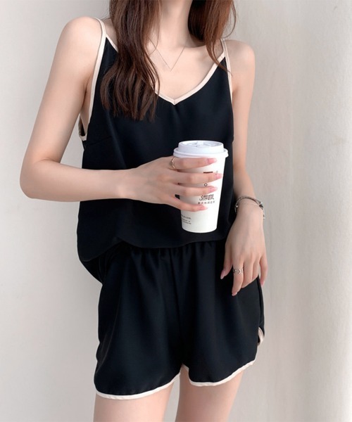 Miniministore(ミニミニストア)の「ルームウエア セットアップ 夏 部屋着(ルームウェア/パジャマ・レディース・ダークグレー/ピンク/アイボリー/ブラック・FREE)」の3枚目の写真