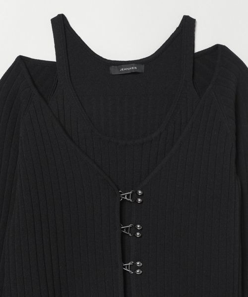 JEANASIS（ジーナシス）の「メタルフックWリブニット2P/109053（ニット/セーター・レディース・ネイビー/ブラック/グレー・FREE）」の5枚目の写真