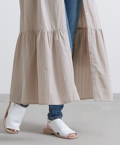 n'OrLABEL（ノアールレーベル）の「『ストライプ柄ティアードワンピース』（シャツワンピース・レディース・ベージュ/ブルー・1/2）」の4枚目の写真