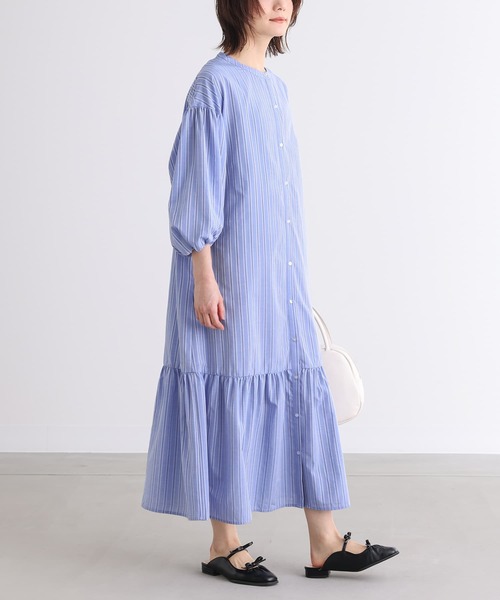 n'OrLABEL（ノアールレーベル）の「『ストライプ柄ティアードワンピース』（シャツワンピース・レディース・ベージュ/ブルー・1/2）」の16枚目の写真