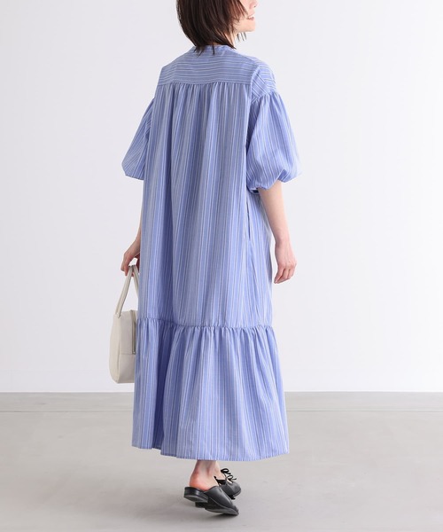 n'OrLABEL（ノアールレーベル）の「『ストライプ柄ティアードワンピース』（シャツワンピース・レディース・ベージュ/ブルー・1/2）」の18枚目の写真