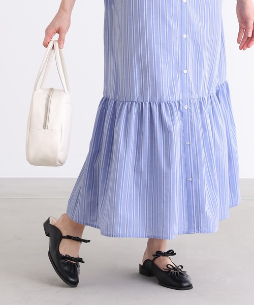 n'OrLABEL（ノアールレーベル）の「『ストライプ柄ティアードワンピース』（シャツワンピース・レディース・ベージュ/ブルー・1/2）」の19枚目の写真