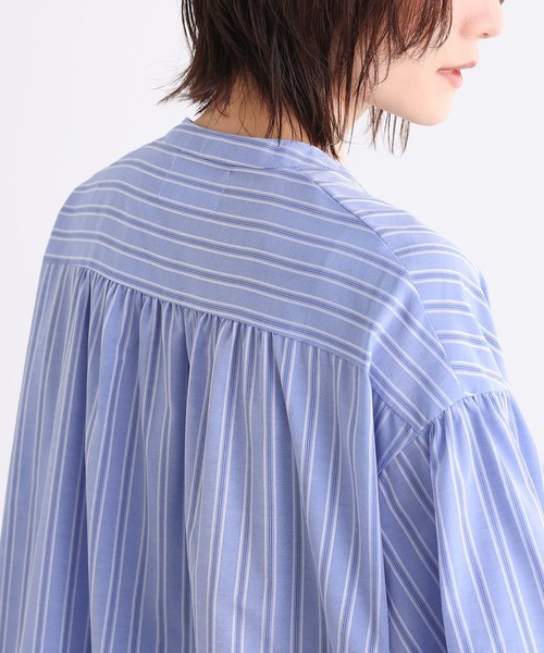 n'OrLABEL（ノアールレーベル）の「『ストライプ柄ティアードワンピース』（シャツワンピース・レディース・ベージュ/ブルー・1/2）」の21枚目の写真