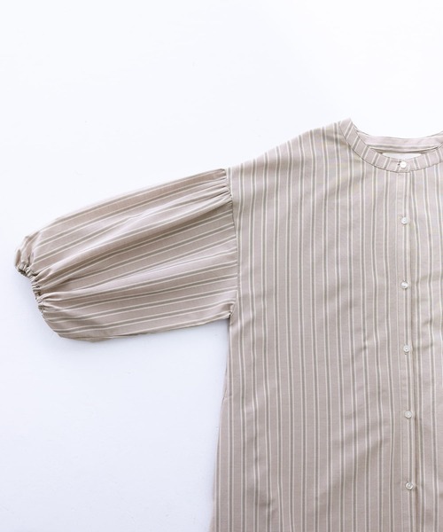 n'OrLABEL（ノアールレーベル）の「『ストライプ柄ティアードワンピース』（シャツワンピース・レディース・ベージュ/ブルー・1/2）」の15枚目の写真