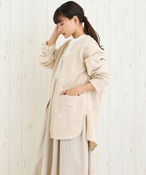 チチカカ(チチカカ)の「Shanti Shanti チェンマイコットンノーカラージャケット【WEB限定】【ユニセックス】(ノーカラージャケット・レディース・ナチュラル/ブラック/グレー・FREE)」の9枚目の写真