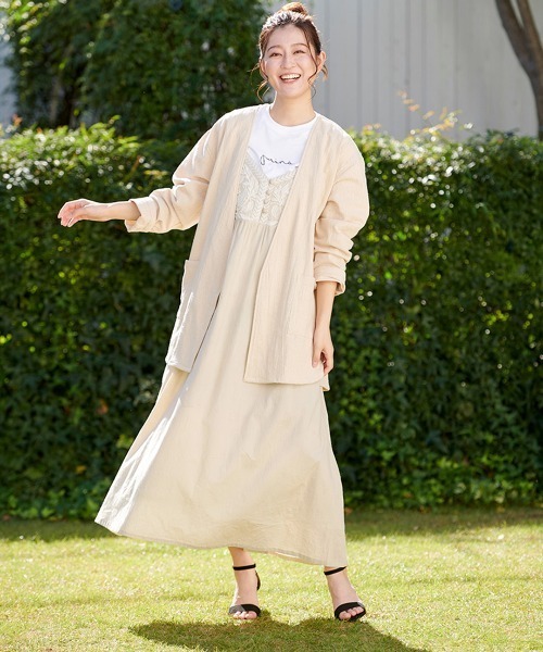 チチカカ(チチカカ)の「Shanti Shanti チェンマイコットンノーカラージャケット【WEB限定】【ユニセックス】(ノーカラージャケット・レディース・ナチュラル/ブラック/グレー・FREE)」の5枚目の写真