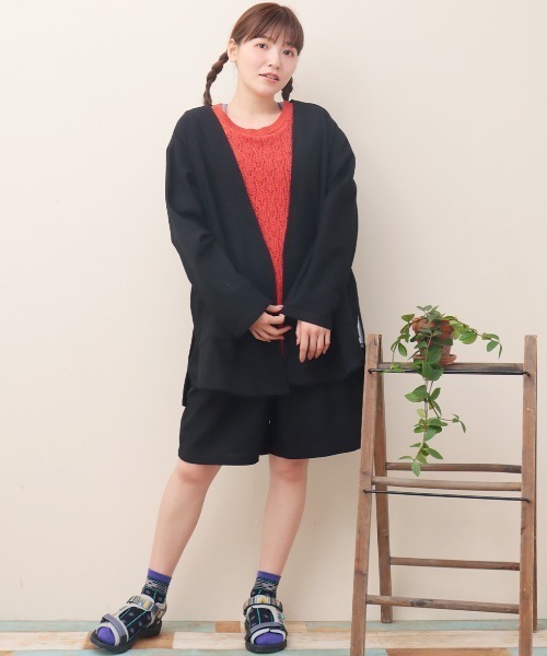 チチカカ(チチカカ)の「Shanti Shanti チェンマイコットンノーカラージャケット【WEB限定】【ユニセックス】(ノーカラージャケット・レディース・ナチュラル/ブラック/グレー・FREE)」の4枚目の写真