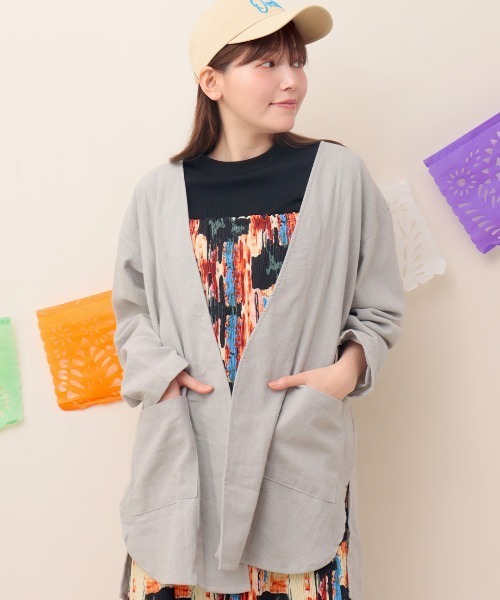 チチカカ(チチカカ)の「Shanti Shanti チェンマイコットンノーカラージャケット【WEB限定】【ユニセックス】(ノーカラージャケット・レディース・ナチュラル/ブラック/グレー・FREE)」の20枚目の写真