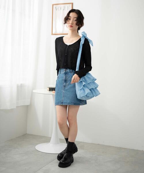 WEGO（ウィゴー）の「WEGO/フリルショルダー（ショルダーバッグ・レディース・サックスブルー/ブラック/ホワイト・FREE）」の12枚目の写真