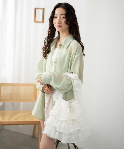 WEGO（ウィゴー）の「WEGO/フリルショルダー（ショルダーバッグ・レディース・サックスブルー/ブラック/ホワイト・FREE）」の20枚目の写真