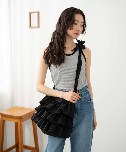 WEGO（ウィゴー）の「WEGO/フリルショルダー（ショルダーバッグ・レディース・サックスブルー/ブラック/ホワイト・FREE）」の17枚目の写真