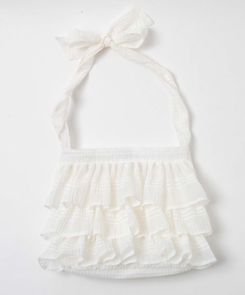 WEGO（ウィゴー）の「WEGO/フリルショルダー（ショルダーバッグ・レディース・サックスブルー/ブラック/ホワイト・FREE）」の4枚目の写真