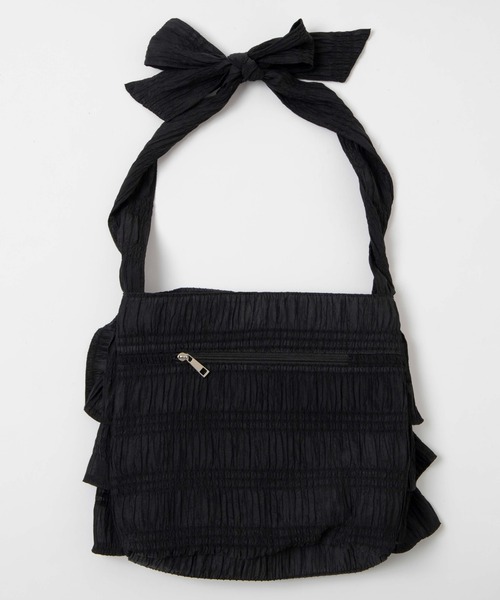 WEGO（ウィゴー）の「WEGO/フリルショルダー（ショルダーバッグ・レディース・サックスブルー/ブラック/ホワイト・FREE）」の7枚目の写真