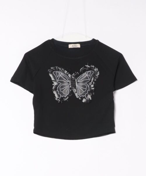 tシャツ ヴィンテージバタフライクロップドTシャツ レディース メンズ セール】バタフライクロップド半袖Tシャツ（Tシャツ/カットソー
