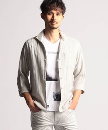 NICOLE CLUB FOR MEN | カラープリーツ7分袖スタンドカラーシャツ(シャツ/ブラウス)